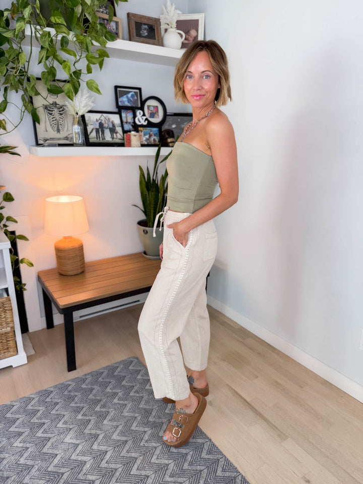 Nari Tapered Linen Blend Pant- NATURAL