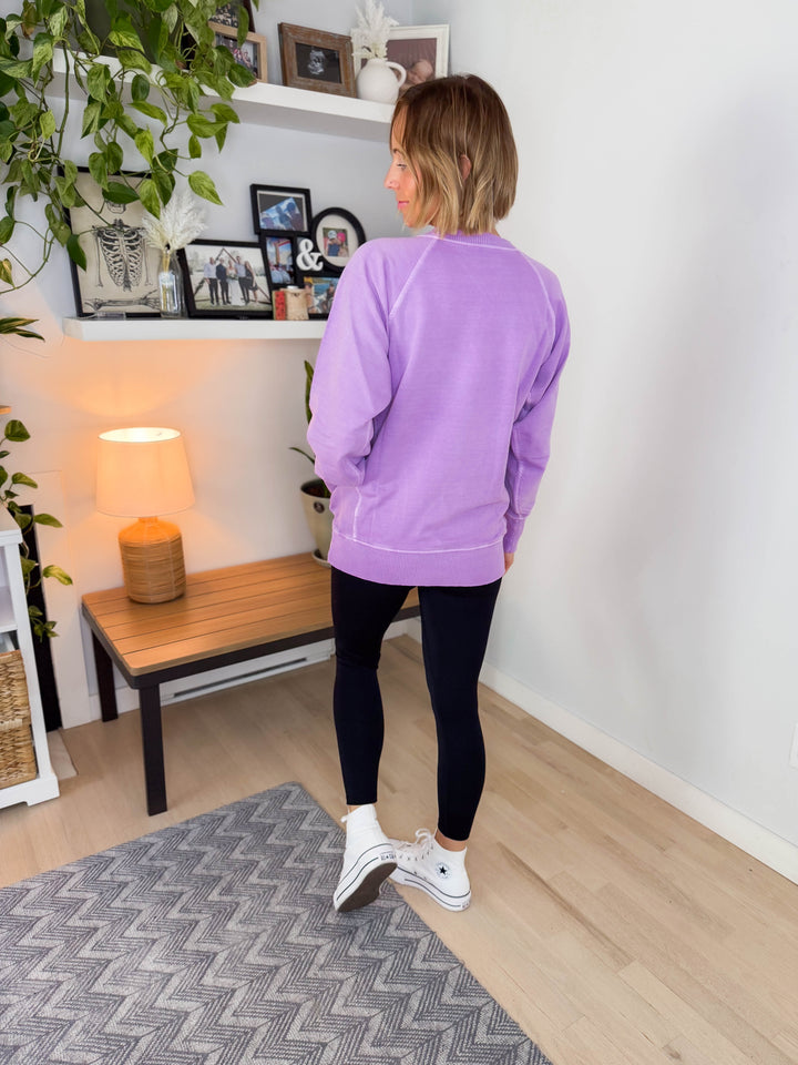 Juliet Washed Tunic Sweatshirt- BRIGHT LAVENDER