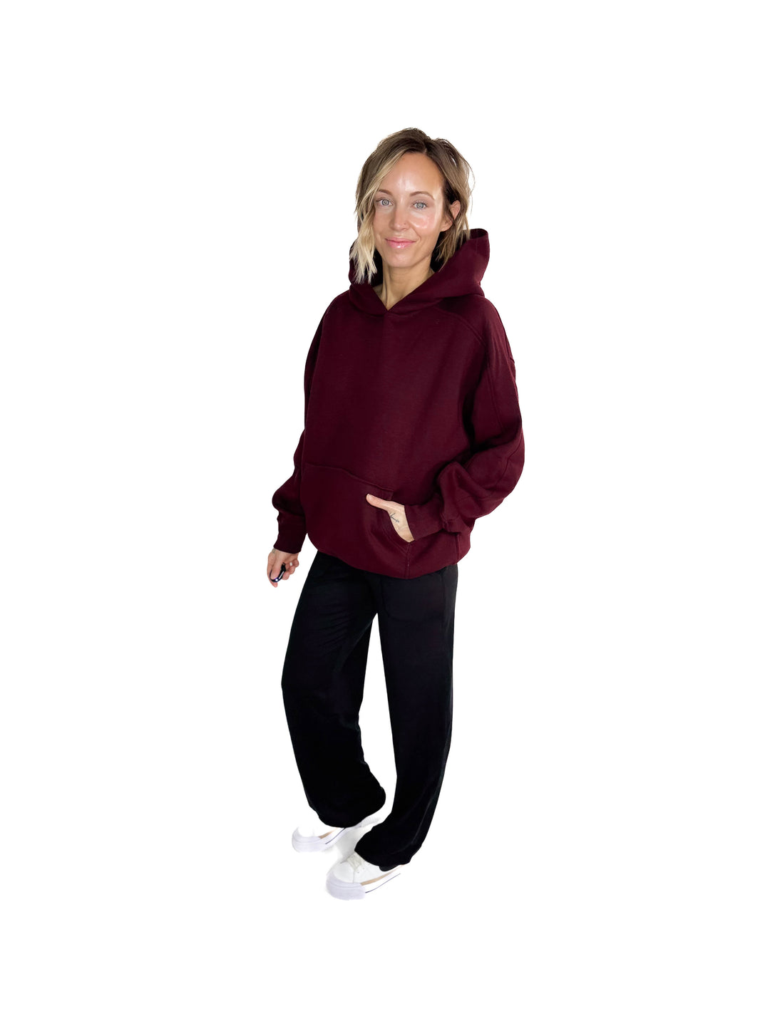 Rowan Fleece Hoodie- DARK CHERRY