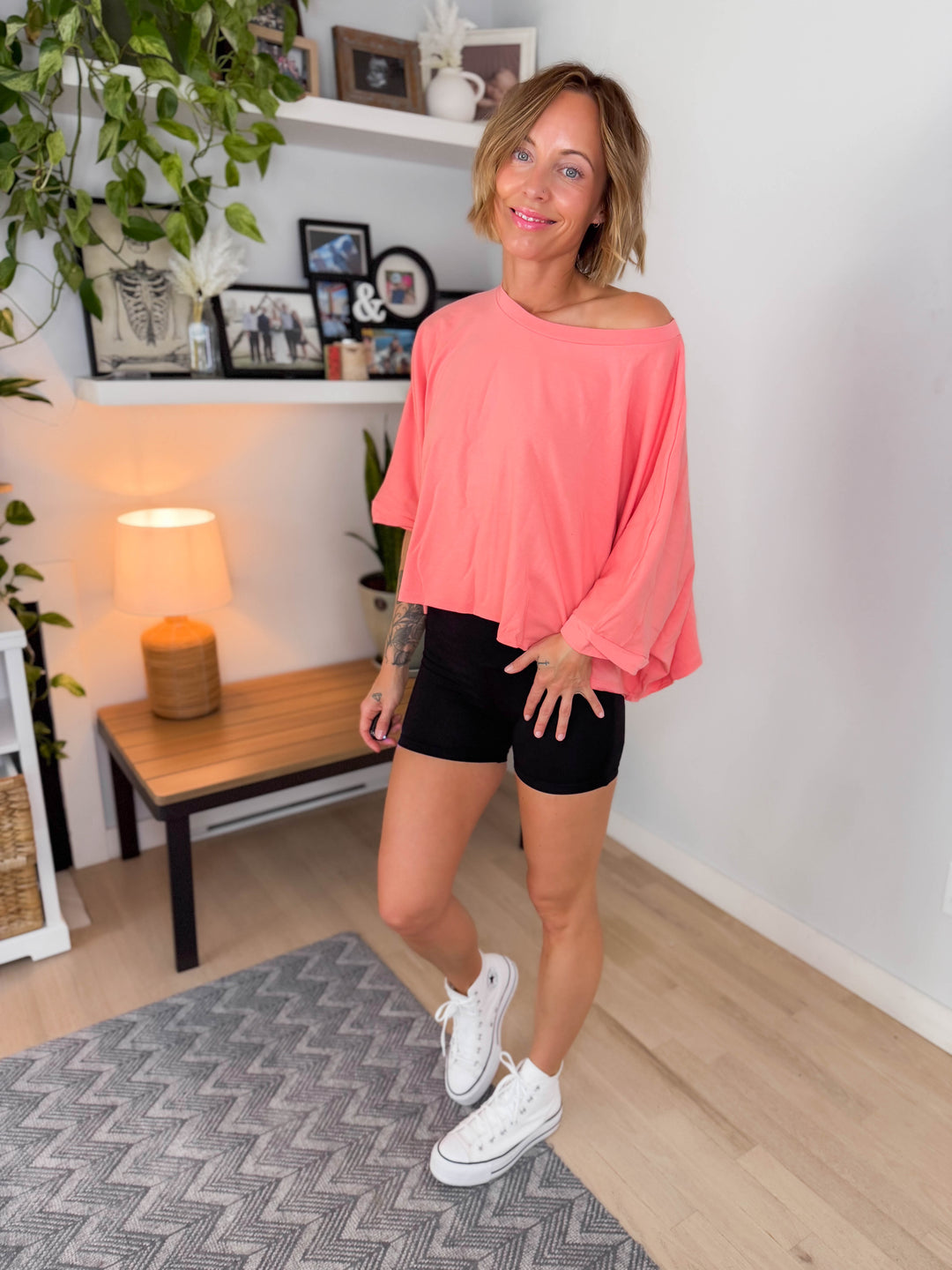 Cape Cod Stretch Cotton Boxy Tee- DARK PEACH