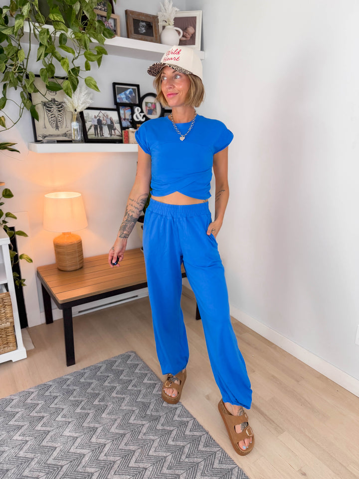 Mari Stretch Cotton Crossover Set- OCEAN BLUE