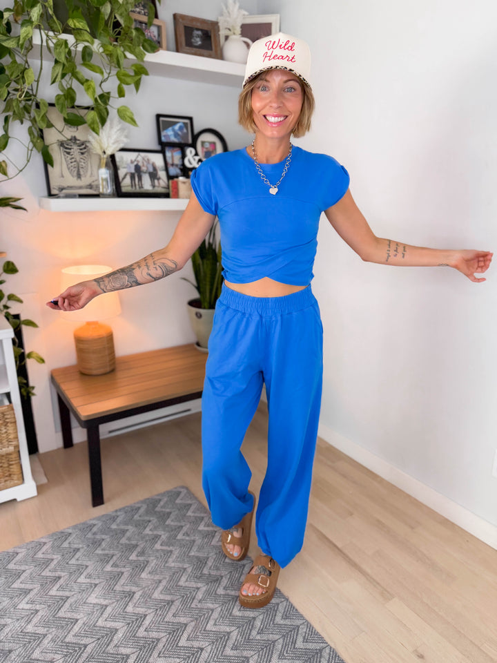 Mari Stretch Cotton Crossover Set- OCEAN BLUE