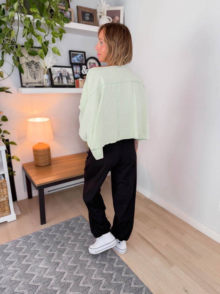 Cape Cod Stretch Cotton Boxy Tee- EUACALYPTUS