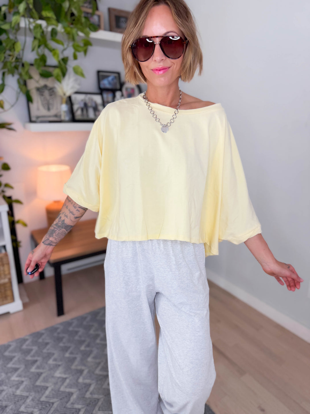 Cape Cod Stretch Cotton Boxy Tee- LEMONILLA