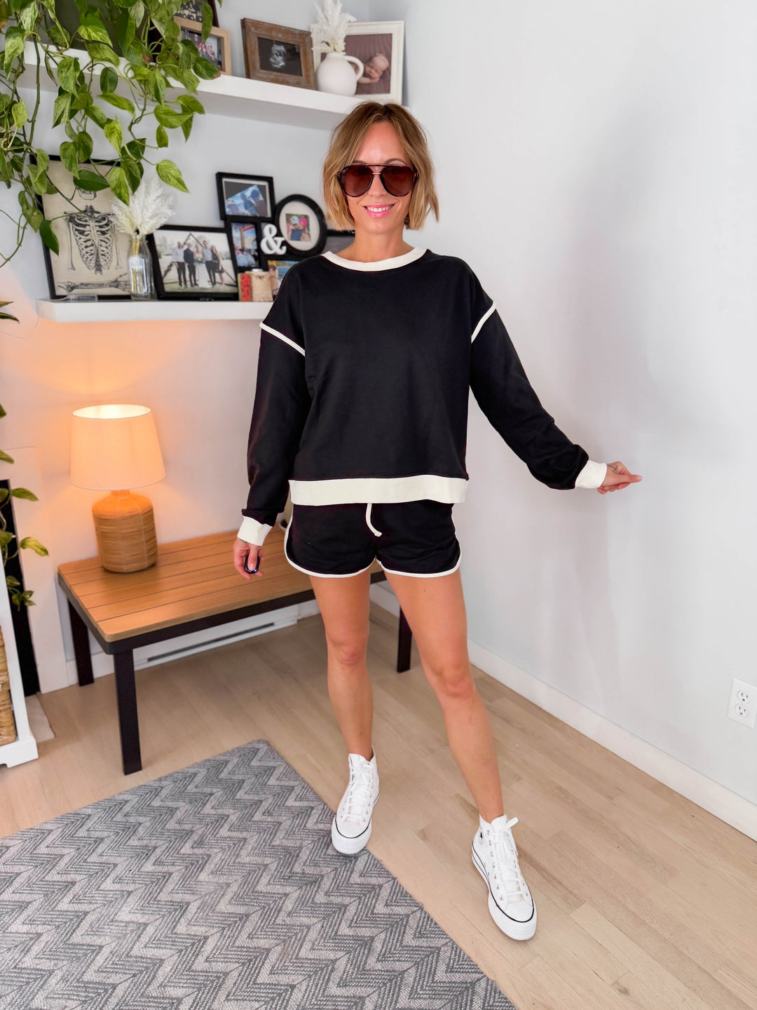Sheli Cotton Shorts and Top Set- BLACK