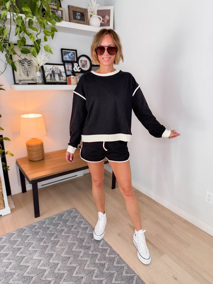 Sheli Cotton Shorts and Top Set- BLACK