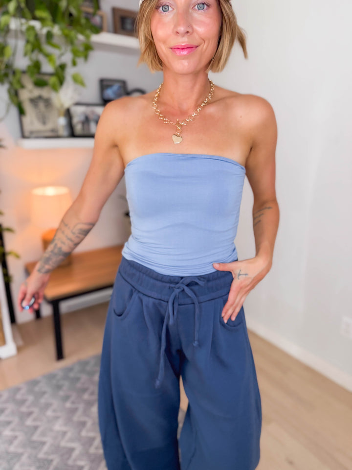 Moonlit Basic Jersey Bandeau- DENIM BLUE