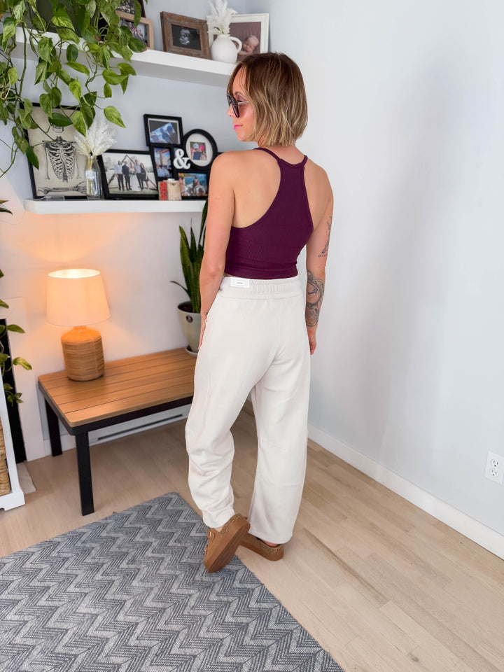 Huxlee Cotton Blend Barrel Jogger- BEIGE