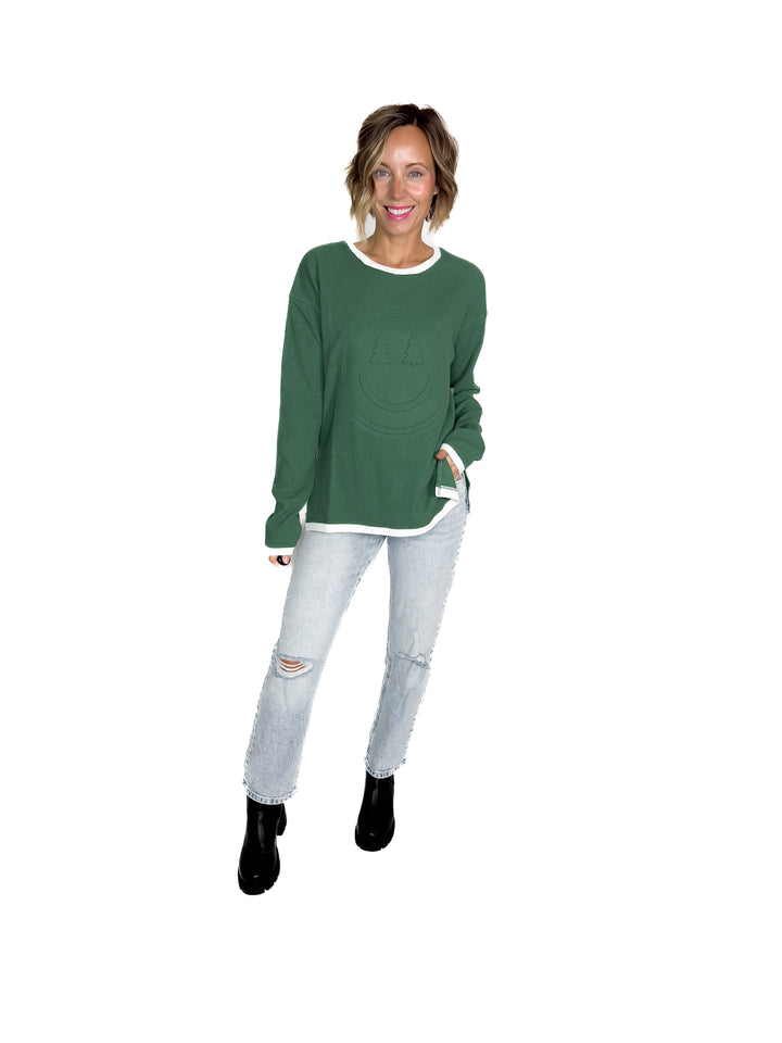 Christmas Smiley Waffle Pullover