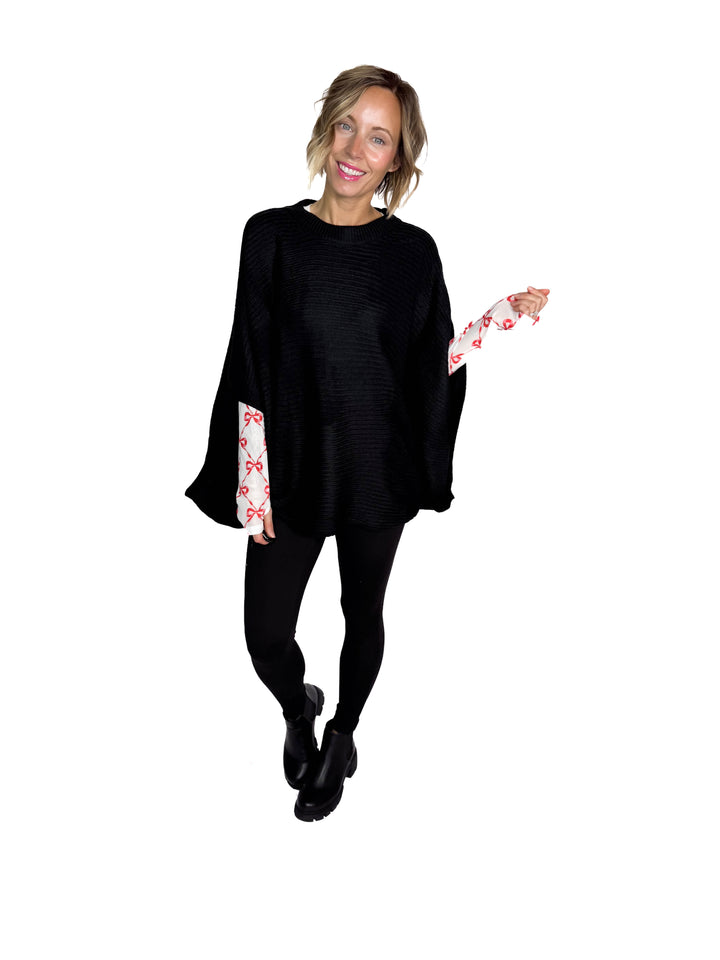 Meg Poncho Pullover- BLACK