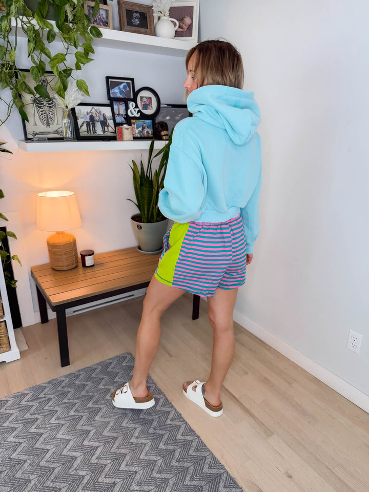 Harbour French Terry Shorts- SEAFOAM/PINK
