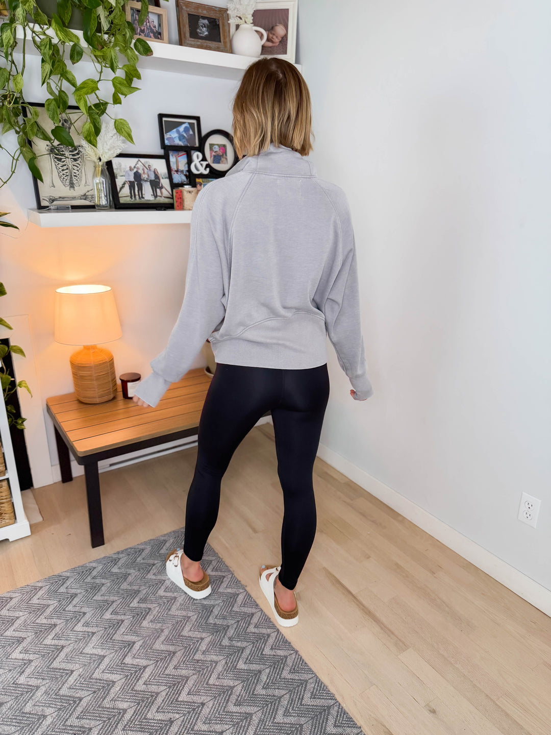Ailany Washed Quarter Zip Sweatshirt- GRAY