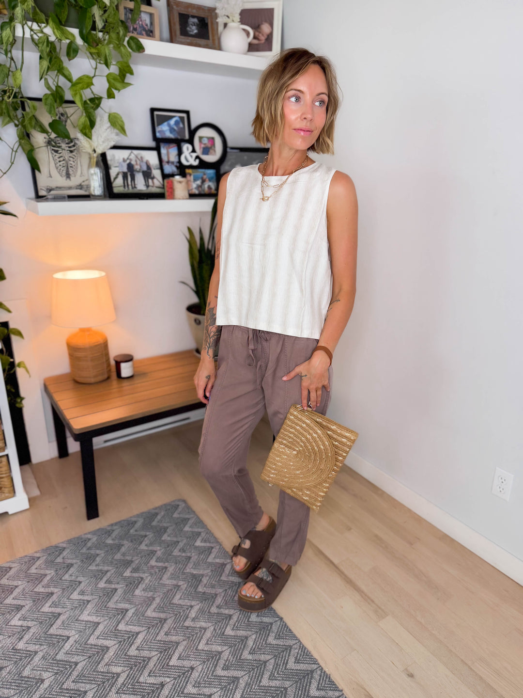 Golden Hour Straw Clutch Bag