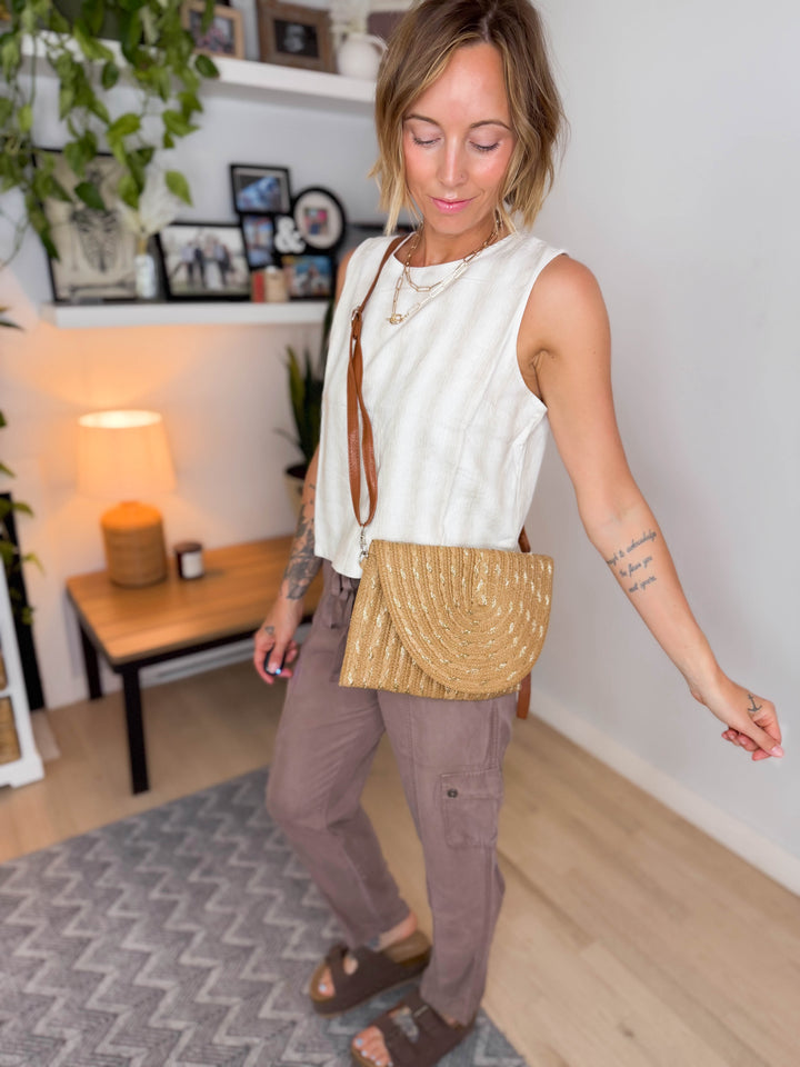Golden Hour Straw Clutch Bag