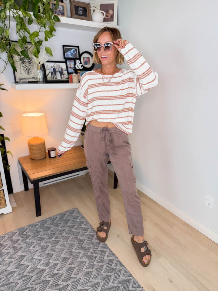 Sail Away Textured Sweater- POPPY