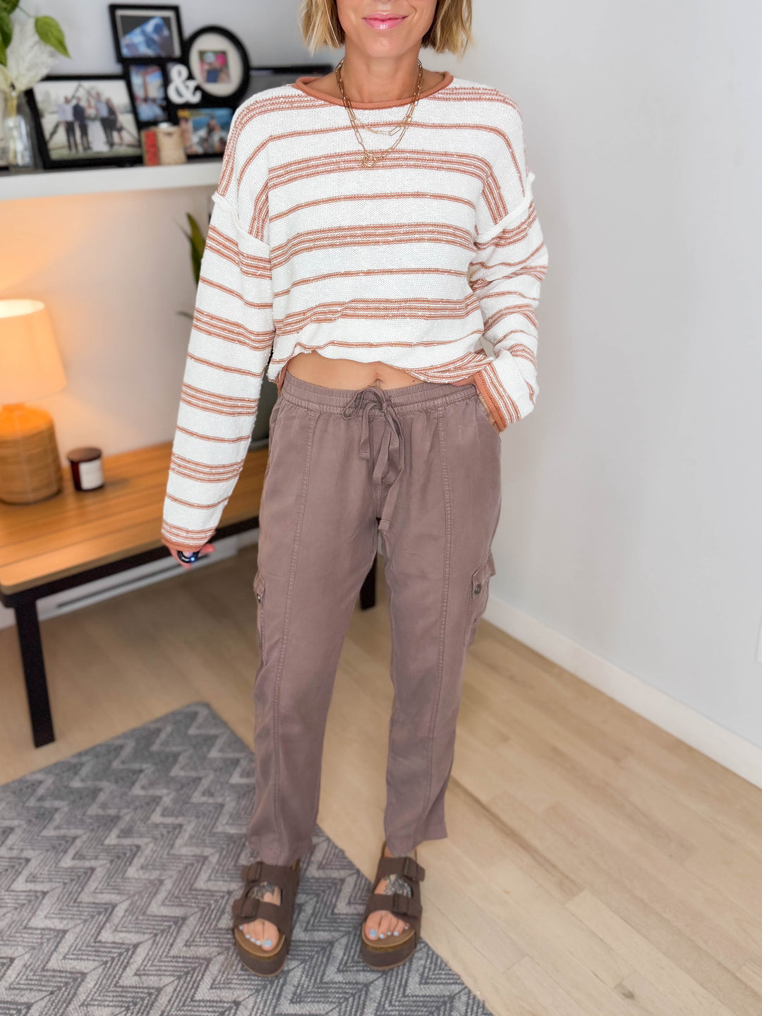 Normad Drawstring Cargo Jogger- COCOA BROWN