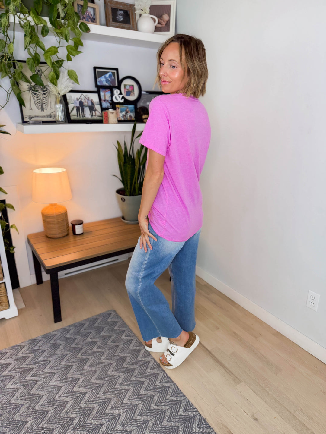 Natie Cotton Boyfriend Tee- HEATHER MAUVE