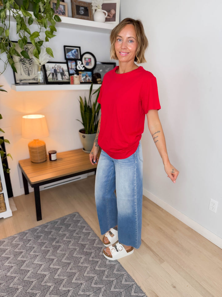 Natie Cotton Boyfriend Tee- RUBY