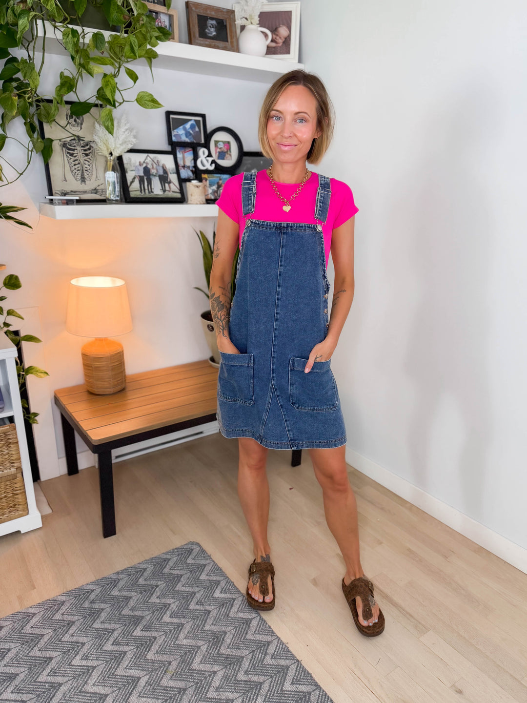 Novera Denim Overall Dress-  MEDIUM WASH