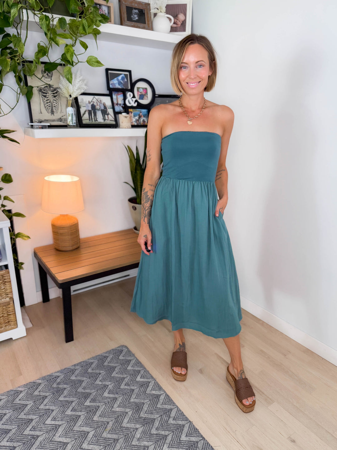 Parker Strapless Fit & Flare Dress- BALSAM