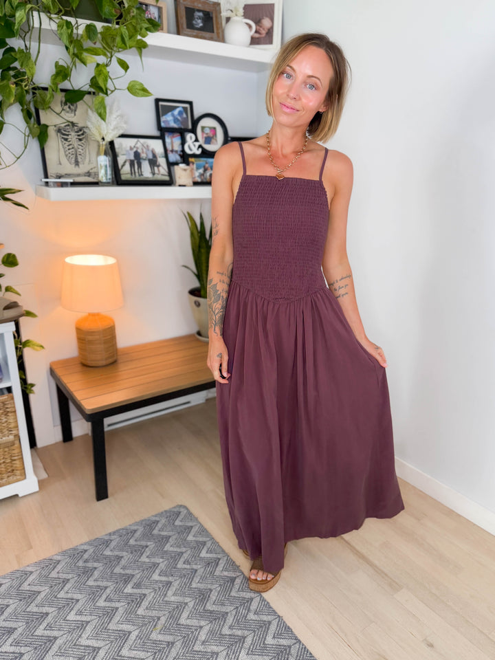 Glow Getter Tank Midi Dress- WALNUT
