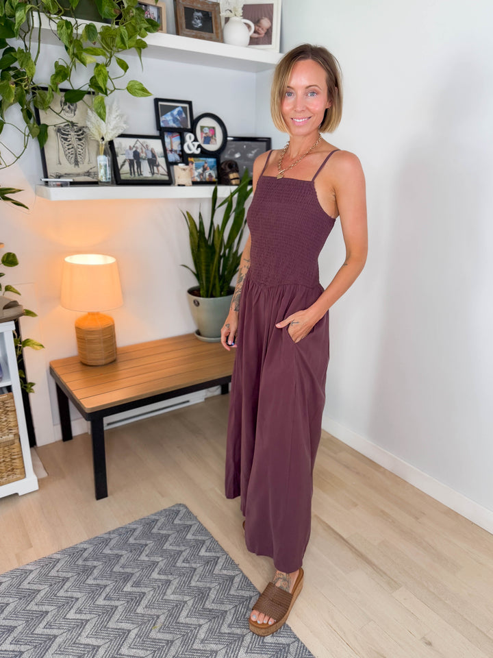 Glow Getter Tank Midi Dress- WALNUT
