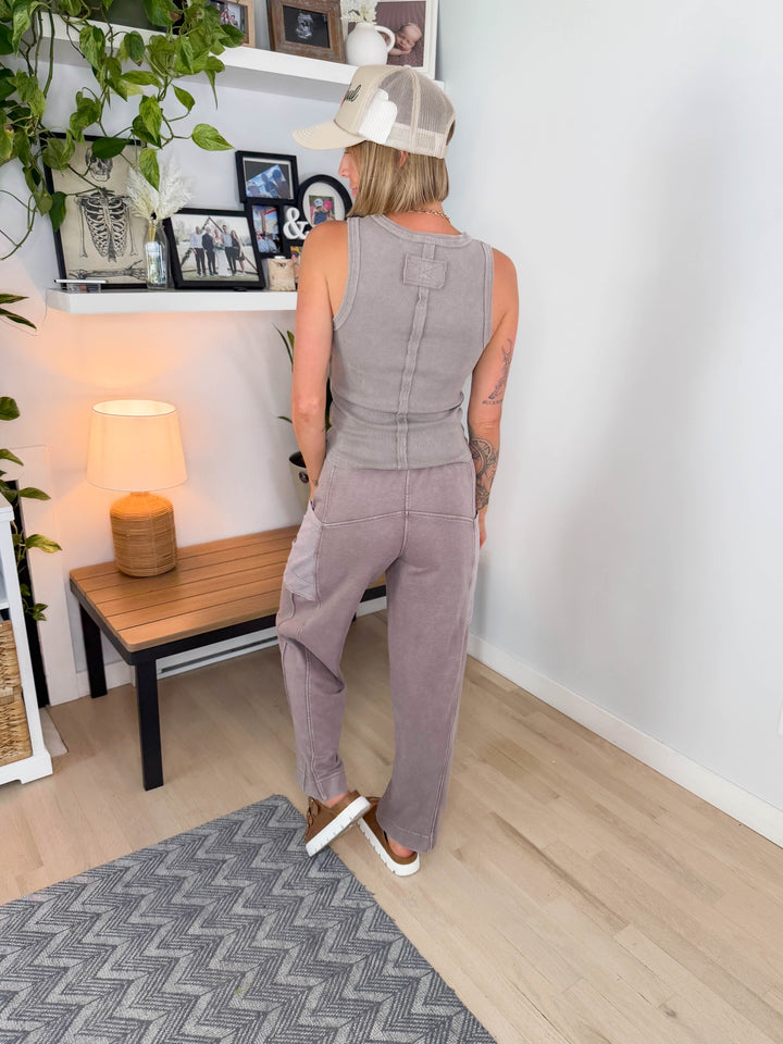 Sunlit Shore French Terry Top & Pant Set- MOCHA