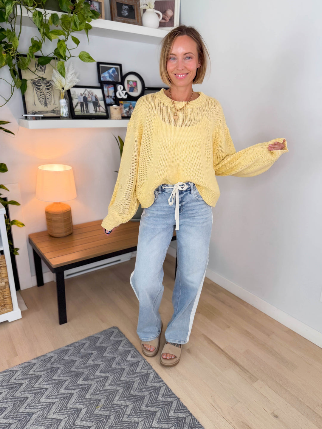 Rosie Balloon Sleeve Sweater- YELLOW