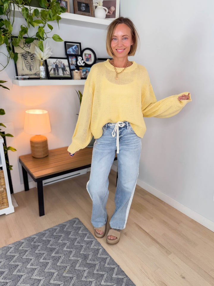 Rosie Balloon Sleeve Sweater- YELLOW