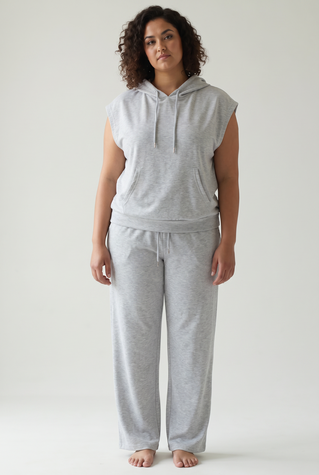 Indira Wide Leg Pant- HEATHER GREY