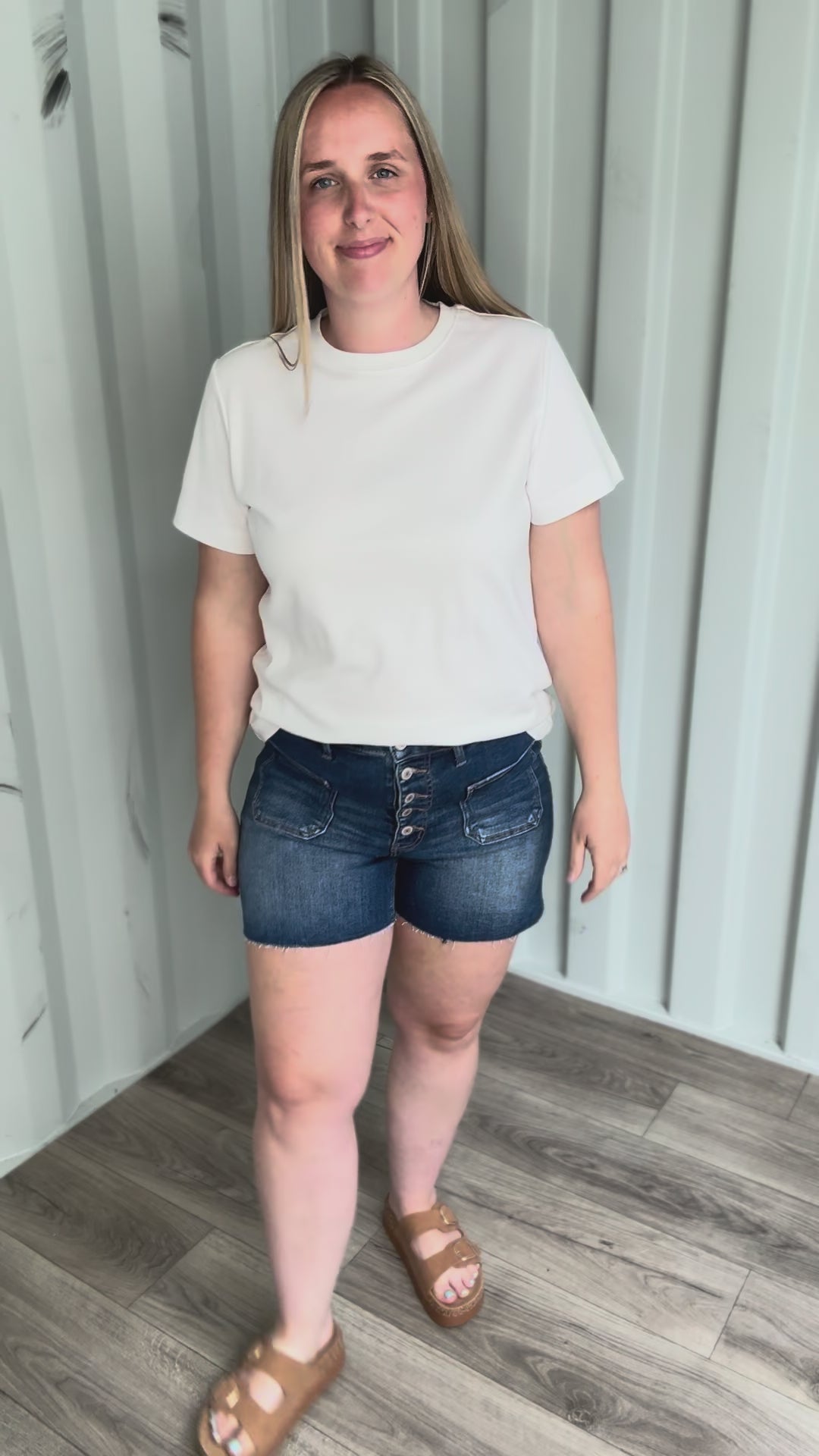 Larkspur High Rise Patched Pocket Button Fly Shorts- MANIFEST-FINAL SALE