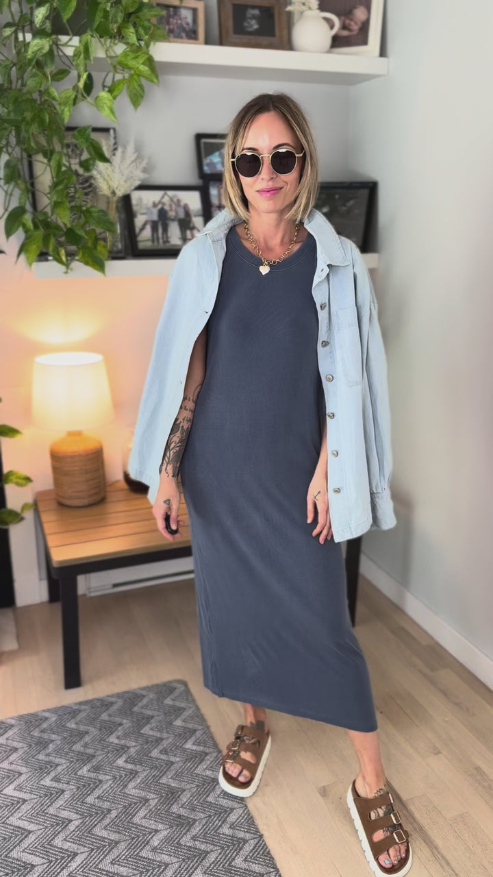 Summer Mist Tank Dress- DARK INDIGO