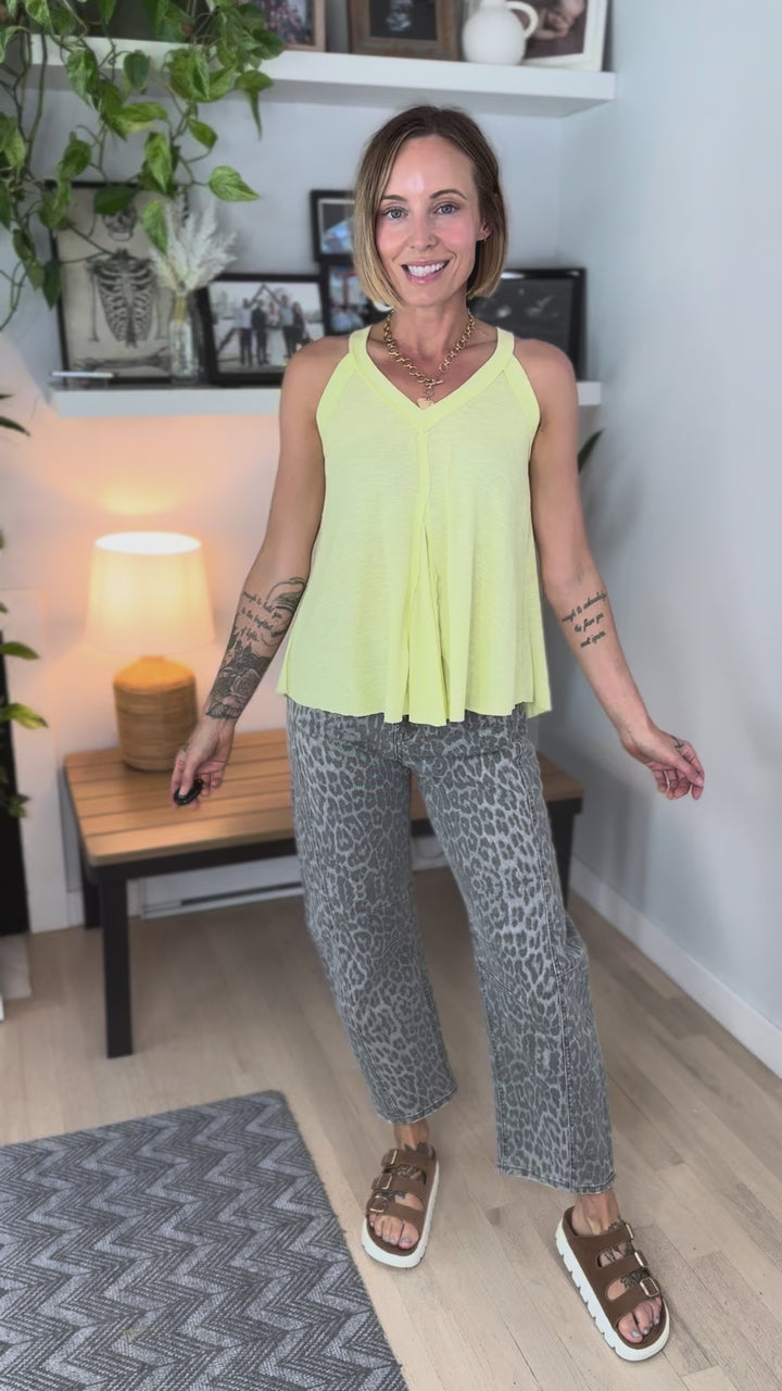 Felicity Jersey Ribbed Tank- LEMON
