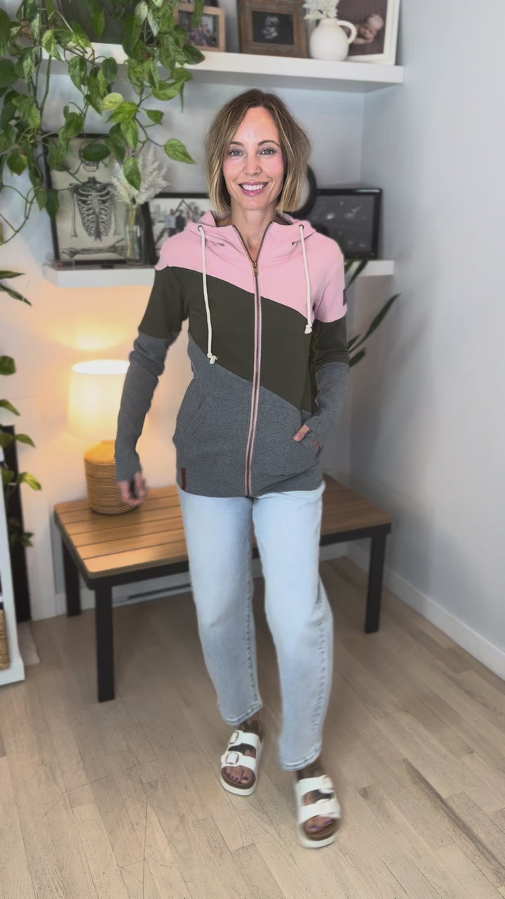 AMPERSAND AVE Full Zip Sweatshirt- DAYDREAMING