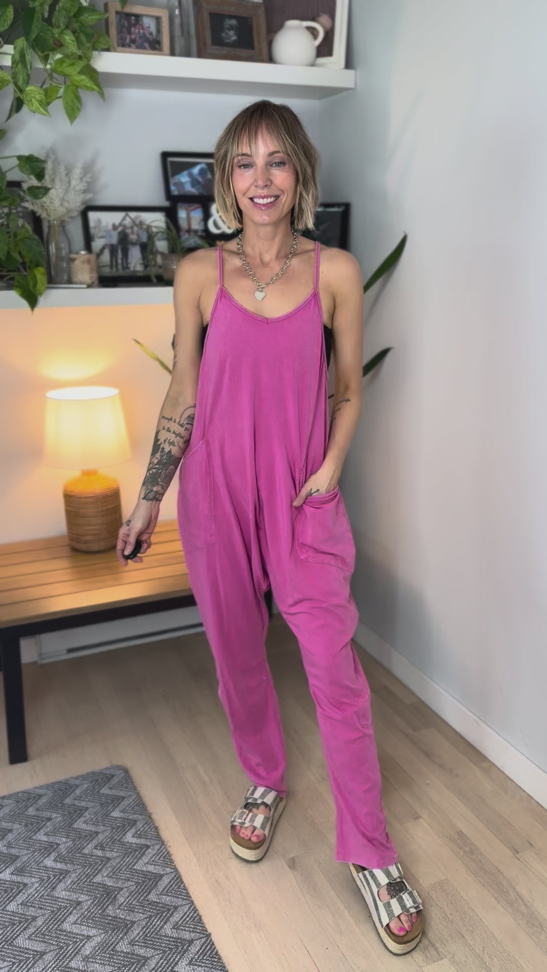 Cove Washed Jumpsuit- FUCHSIA-FINAL SALE