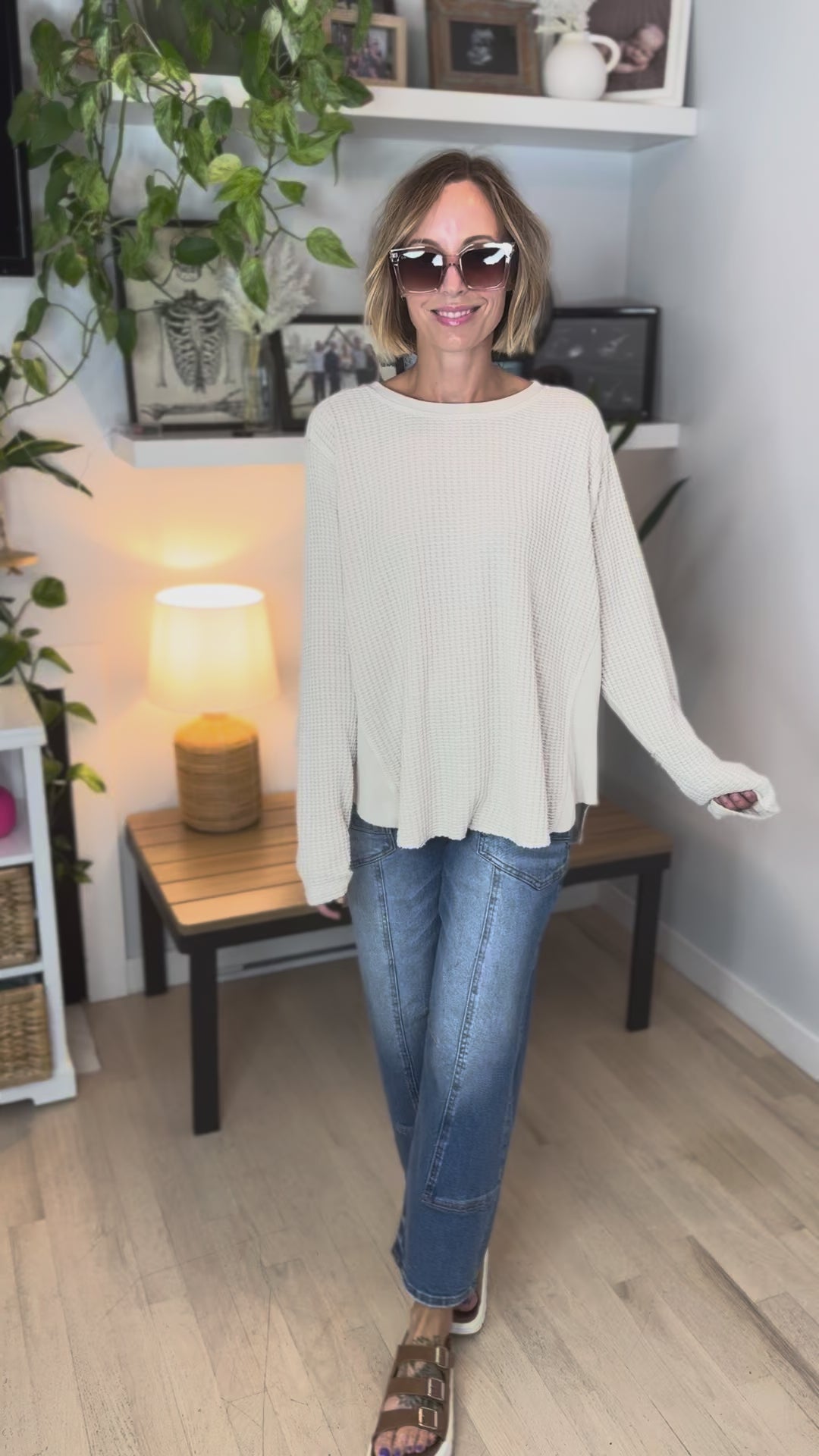Pippa Mineral Washed Thermal Pullover- NATURAL