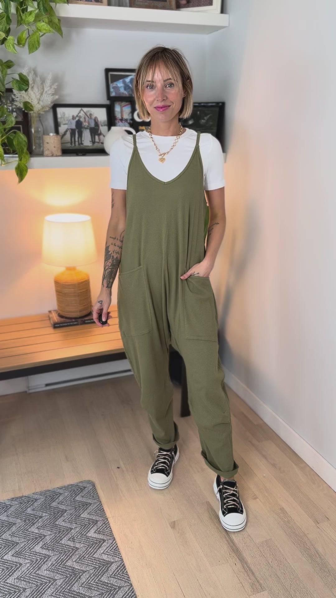 Reece Rib Knit Jumpsuit- OLIVE-FINAL SALE