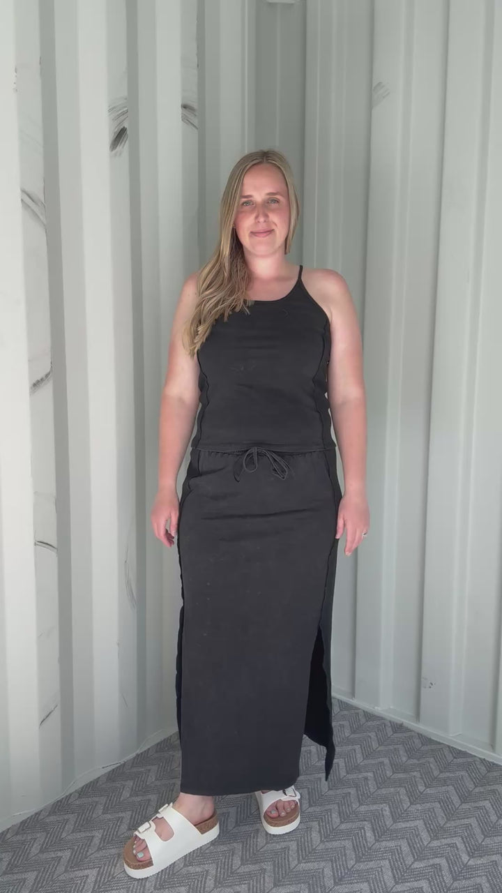 Chandler Mineral Wash Skirt Set- ASH BLACK