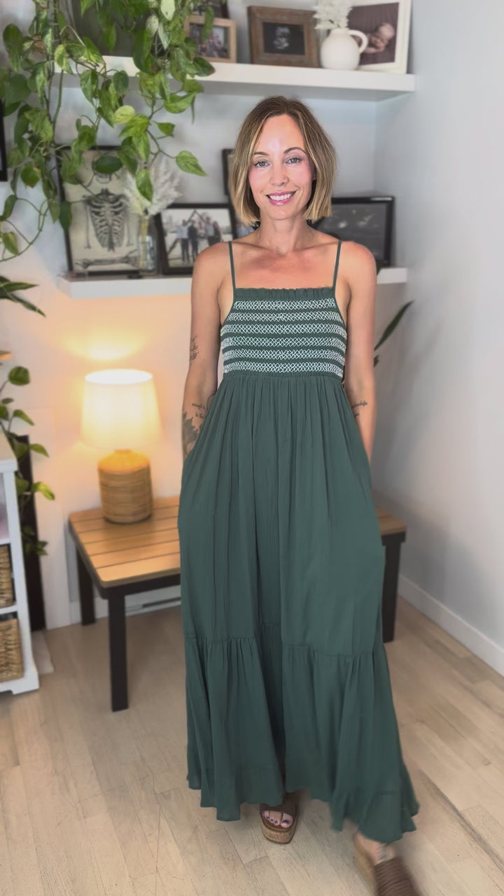 Marbelle Smocked Maxi Dress- RICH TEAL