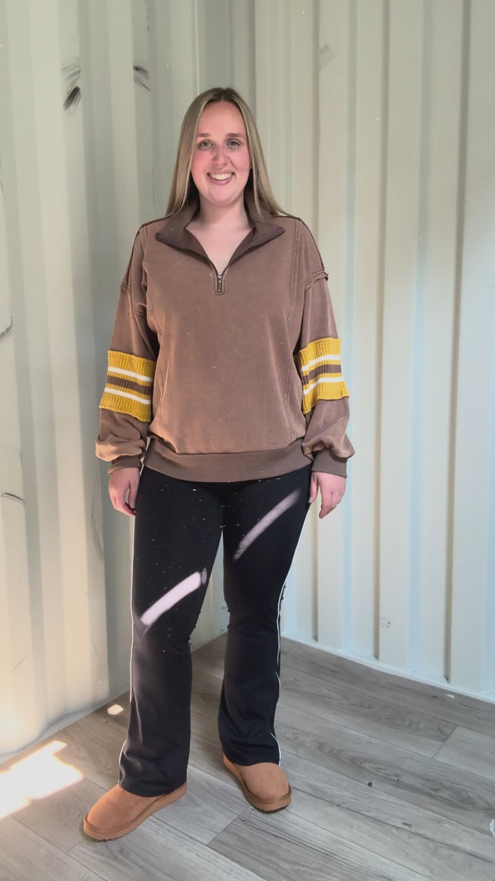 Laurel Mist Mineral Washed Pullover- MOCHA-FINAL SALE