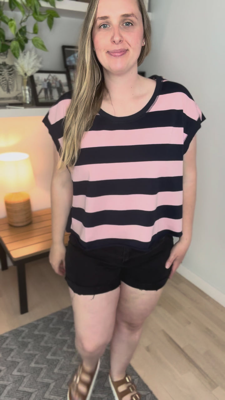 Lucy Short Sleeve Open Back Top- BLUSH