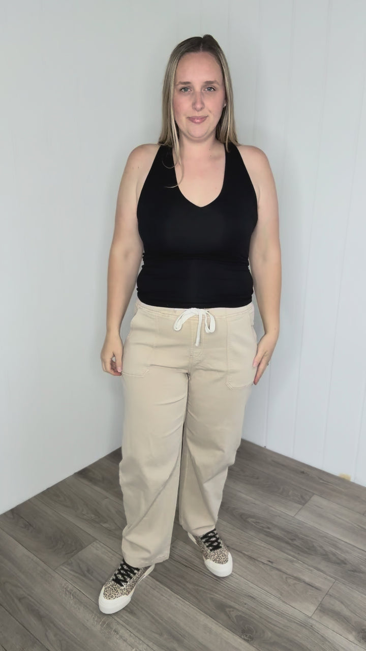 THREAD & SUPPLY Avril Slochy Drawstring Pant- KHAKI
