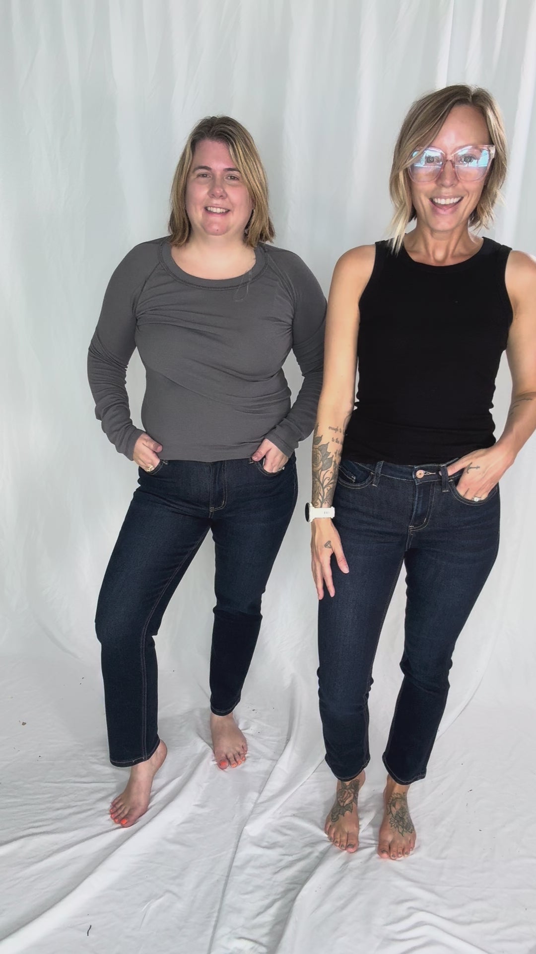 VERVET Roxy Mid/High Rise Ankle Slim Straight Leg- DARK WASH