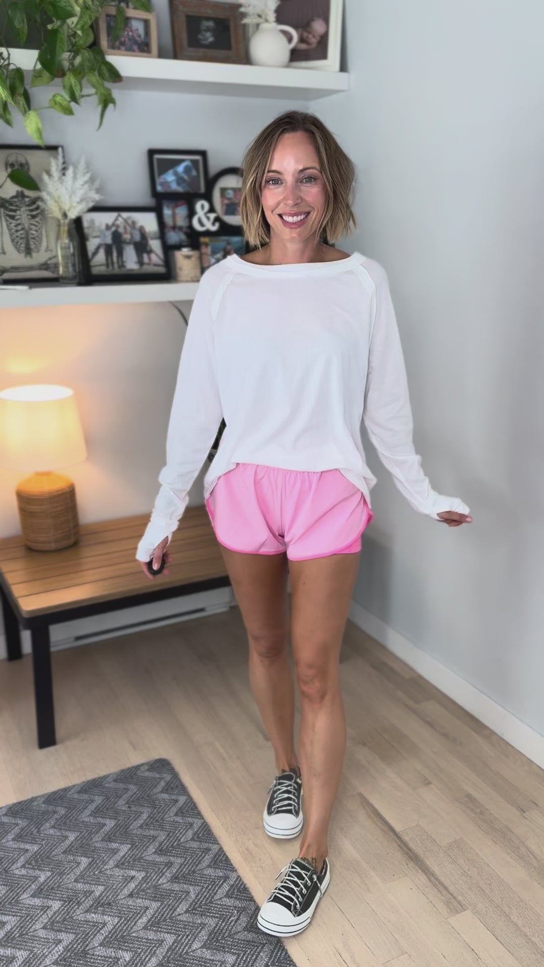 Andrea Double Layer Nylon Shorts- PINK