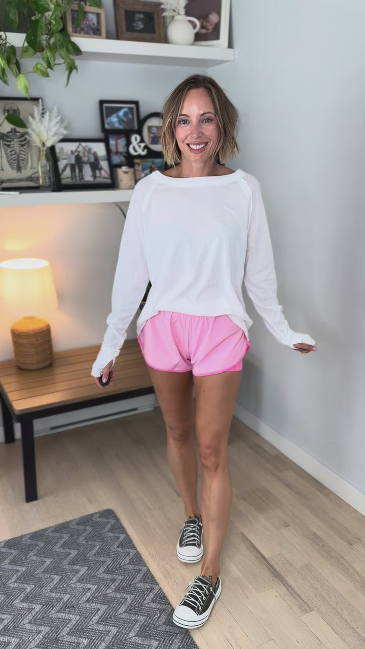 Andrea Double Layer Nylon Shorts- PINK