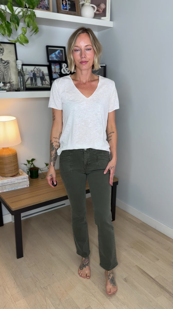 Charlie Slub Scoop Neck Tee- IVORY