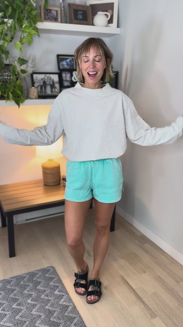Lenny Mock Neck Pullover- HEATHER GREY-FINAL SALE