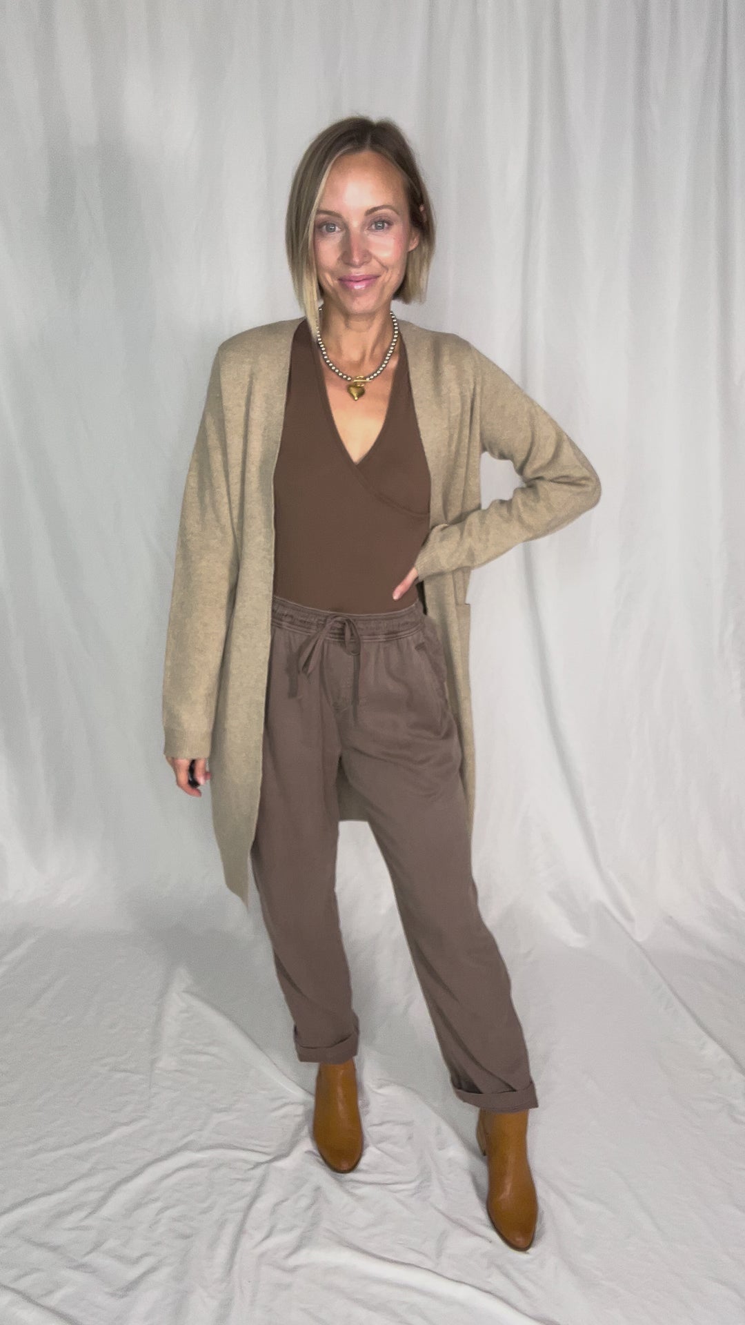 Verta Tencel Blend Tapered Pants- COCOA-FINAL SALE