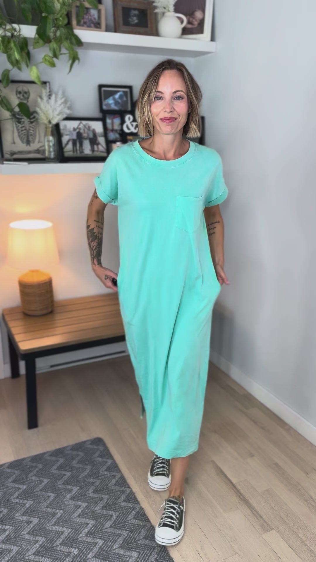 Northstar Washed Cotton Midi Dress- MINT-FINAL SALE