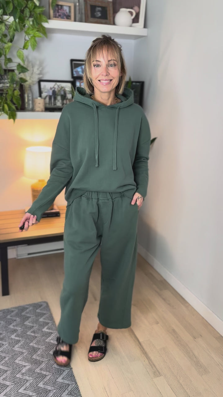 Mono B Malibu Soft Cotton Hoodie- ELDERGREEN-FINAL SALE